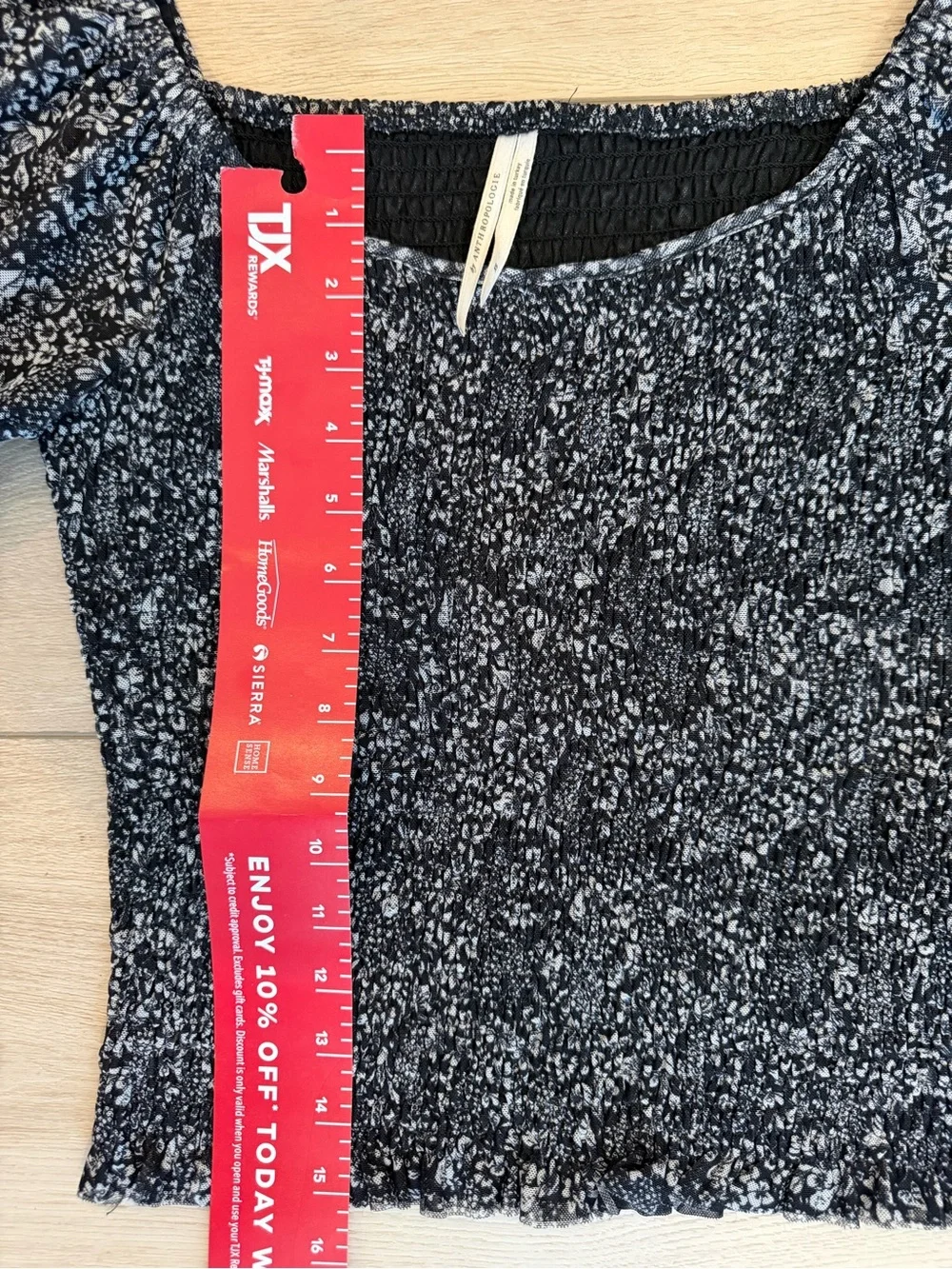 Anthropologie Aurelia Black and White Smocked Puff Sleeve Top